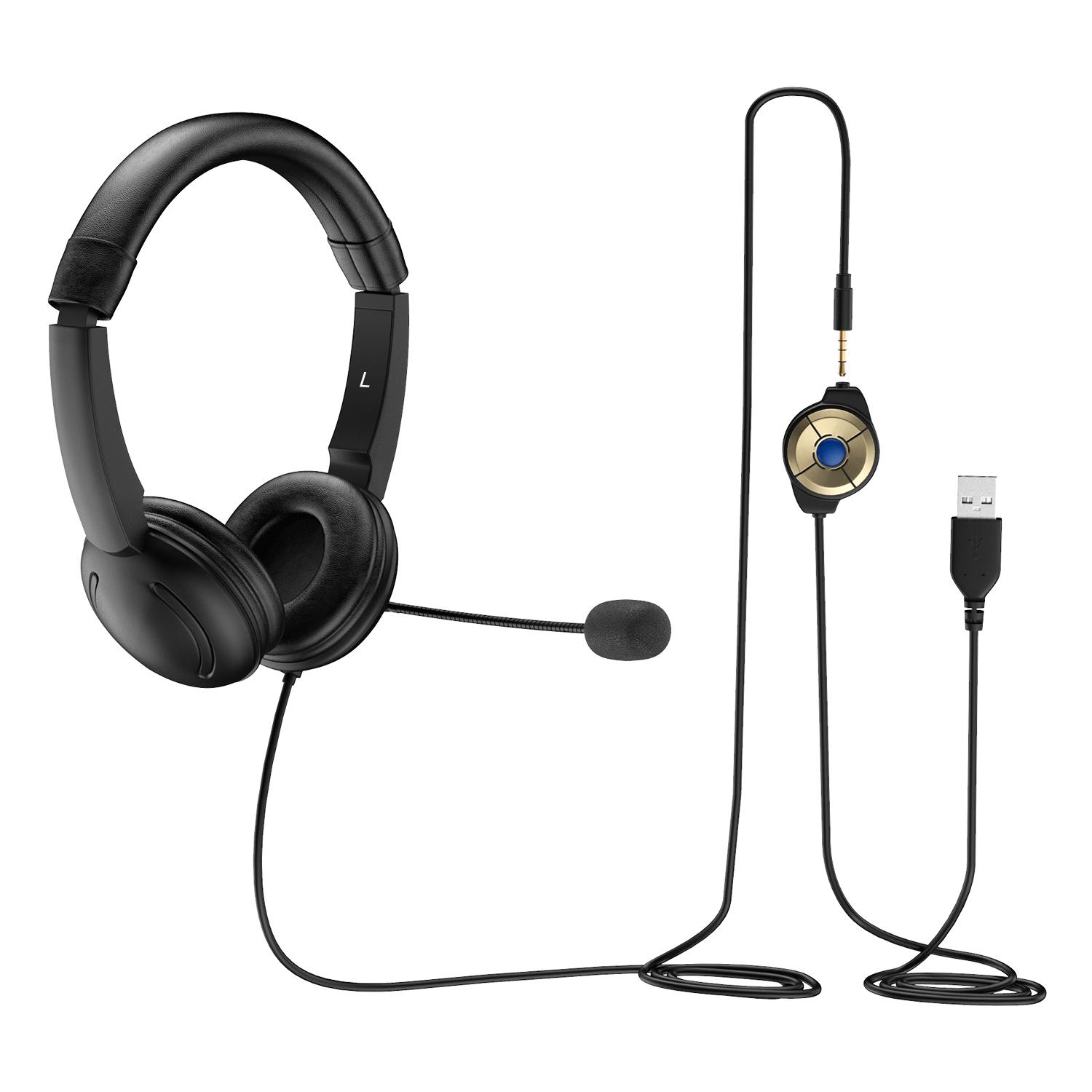 

OY359 3.5mm/USB Jack 2-in-1 Computer Headset Noise Canceling PC Headphone with Controller A