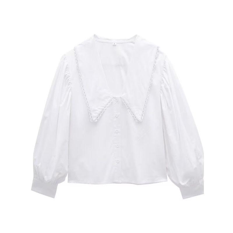 Kaslead New Arrival Women's Fashion Style Fashion Casual Versatile Peter Pan Collar Poplin Long Sleeves Shirt