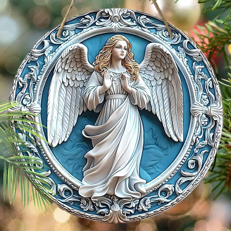 The Pattern Is an Angel Pendant, Decoration of Home Walls or Doors, 2d Flat Wooden, Christmas Decoration, Gifts for Friends and Family