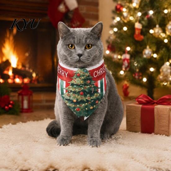 Cute Snowman Dog Accessories Christmas Bandana, Pet Triangular Scarf, Tree Patterns, Festive Apparel for Adjustable Bandana Bib Cats, Small