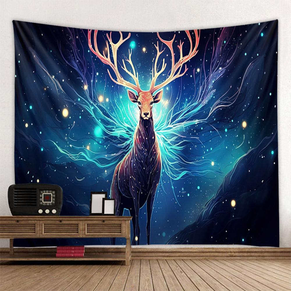 Animal Starry Sky Wall Tapestry Psychedelic Hippie Leopard Tiger Elk Bedroom Decoration Aesthetic Sofa Blanket Beach Towel