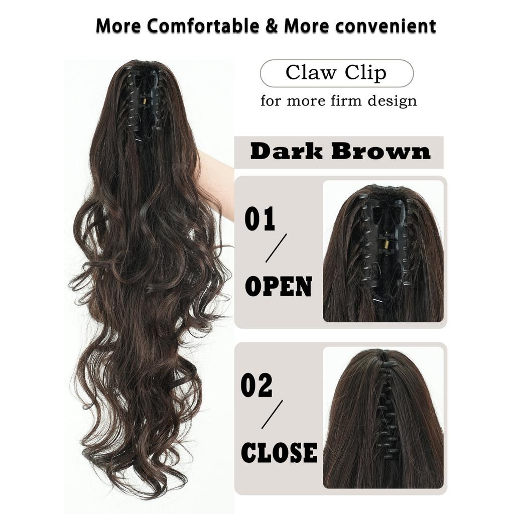 Black Brown Ponytail Long Curly Hair Big Wave Hair Clip Hair Extension Hair Wig