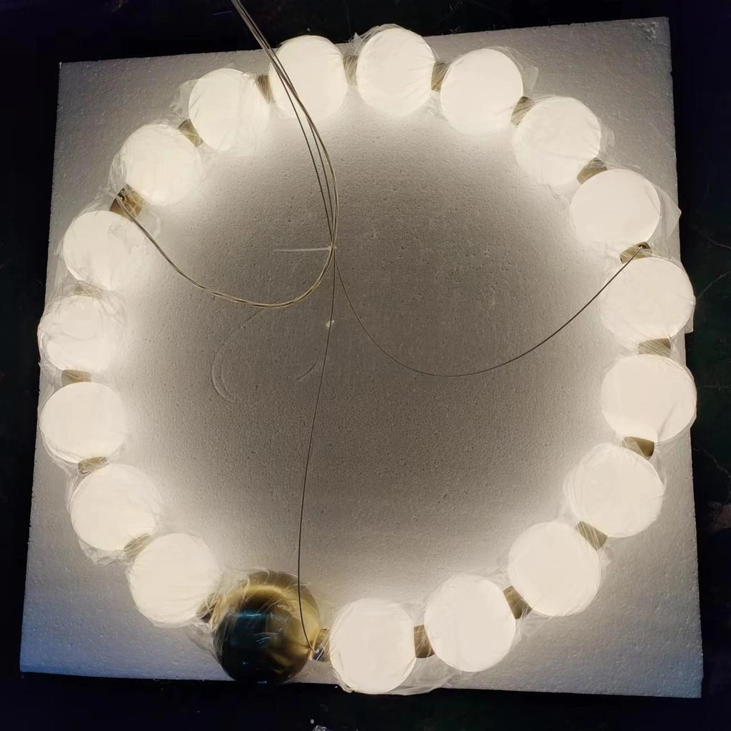 French Pearl Necklace Dining Chandelier Nordic Living Room Chandelier Full Copper Chandelier Buddha Bead Acrylic Lamp