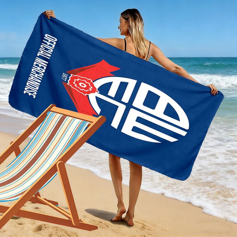 Bolton poster Beach Towel, Large Soft Quick Dry Towel for Beach Camping Swimming