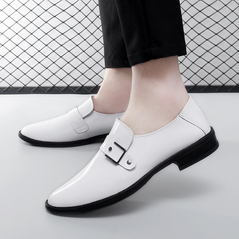 Fashion Leather Slip-On Dress Shoes Men Comfortable Office Work Shoes Pointed Toe Formal Shoes Men's Loafers All-match Business Flats