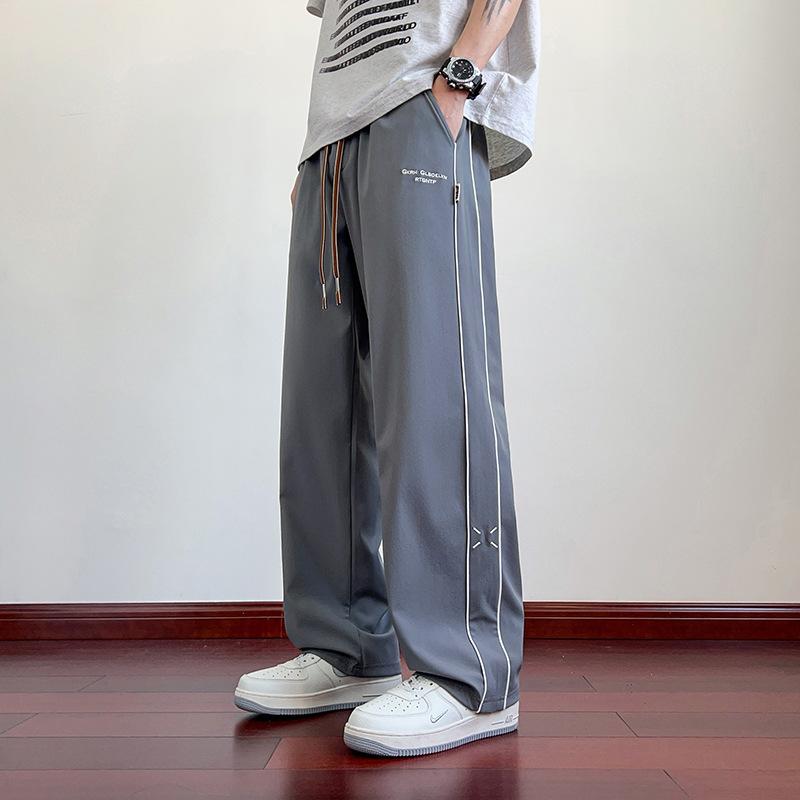 Frühling Sommer Herren Sweatpants Leicht und Dünn Eisseide Kühlende Hose Große Größe Sportbekleidung Lockerer Schnitt Gerade Trainingshose