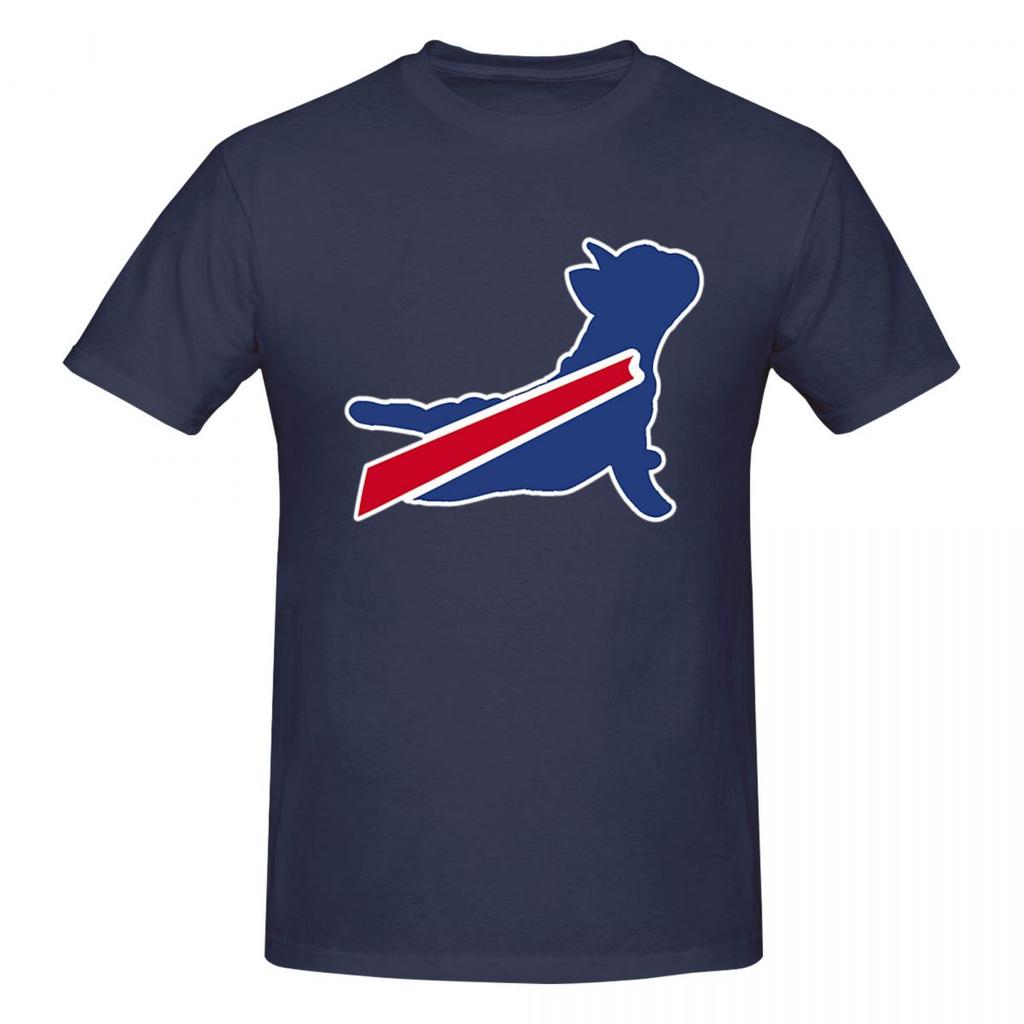 Buffalo Bills Buldog Francuski Męski T-Shirt Klasyczne Oversize T-Shirty Męskie Bawełniane Koszulki z Okrągłym Dekoltem Krótkie Letnie Męskie