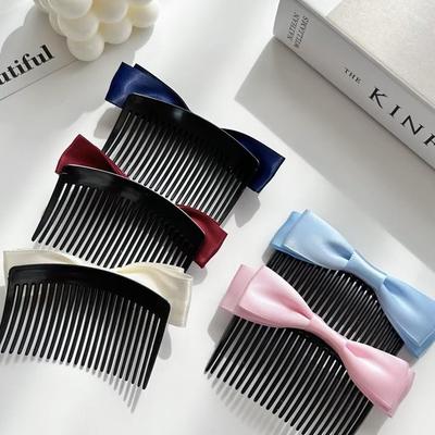 Korean Style Sweet Bow Hair Comb - Women's Flyaway Tamer & Updo Accessory
