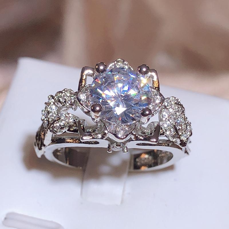 

Роскошное кольцо с сияющим белым цирконием для женщин, для вечеринки, свадьбы, штамп, модное кольцо-пентаграмма, ювелирное изделие 6