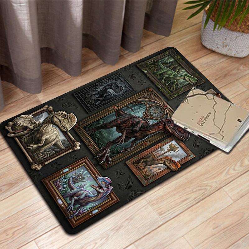 Dinosaur Gallery Pattern Rug Floor Mat for Living Room or Bedroom Soft and Comfortable Carpet a Gift for Birthday and Holiday.