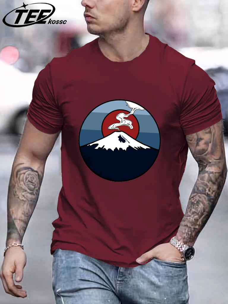 Fuji Volcano Japan Mount Fuji Men Retro TShirts Cotton AllMatch T Shirt Trendy Street Short Sleeve Unisex ONeck Soft Clothes