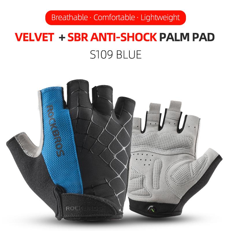 ROCKBROS Cycling Bike Gloves Half Finger Shockproof Breathable MTB Mountain Bicycle Sports Gloves Men Women Cycling Short Gloves
