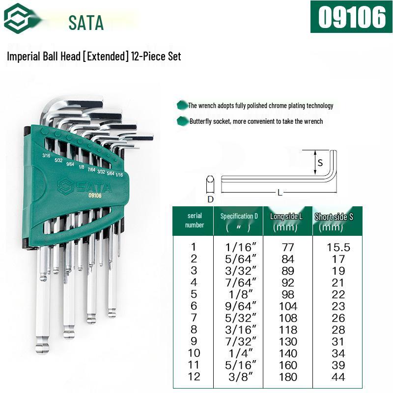 Zestaw kluczy Torx i sześciokątnych calowych SATA