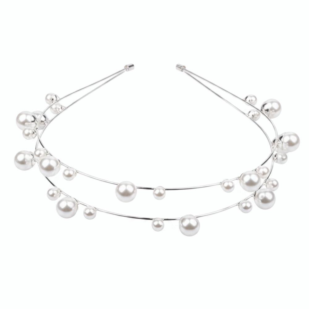 Natural Pearl Pearl Hair Band Double Layered Pearl Headband Versatile Bridal Hair Crown  For Girls