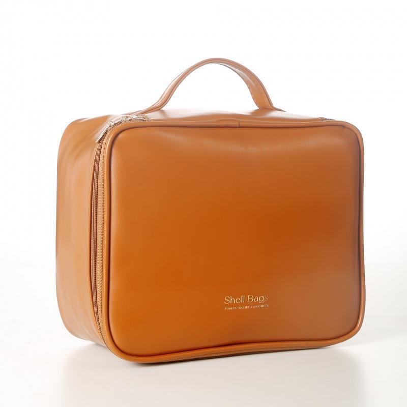 

Новая косметичка с перегородками, многослойная, большой вместимости, водонепроницаемая, косметический бокс, косметичка мастера и косметичка из ПУ 25x20x13cm коричневый