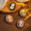 European Medieval Woman Head Brooch - Retro Court Style Portrait Clothing Accessory