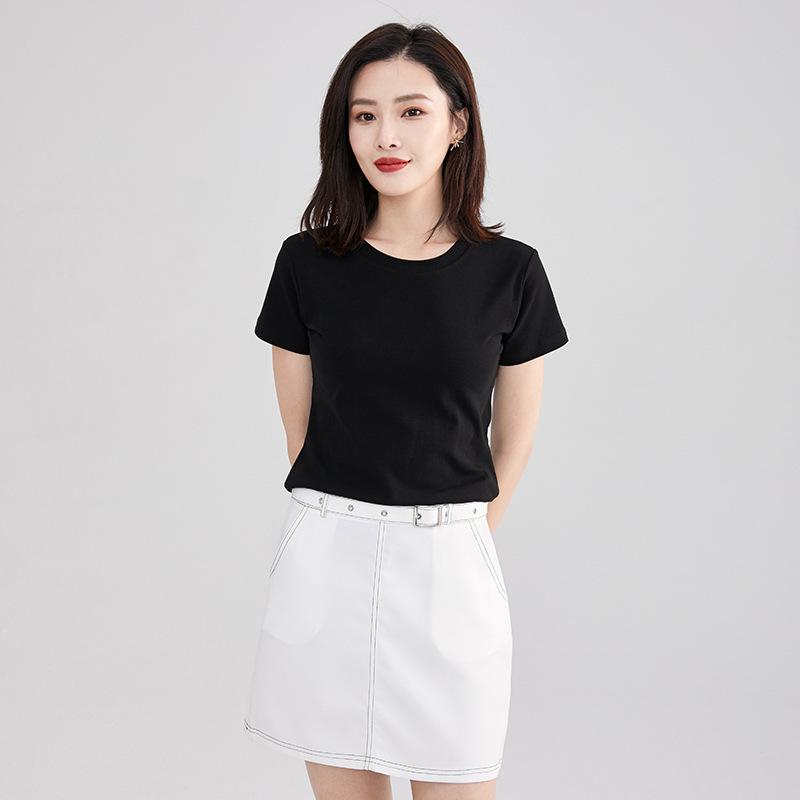 T-shirt a maniche corte a righe stile coreano da indossare sotto girocollo primavera da donna Ins moda donna top ampio taglia grande