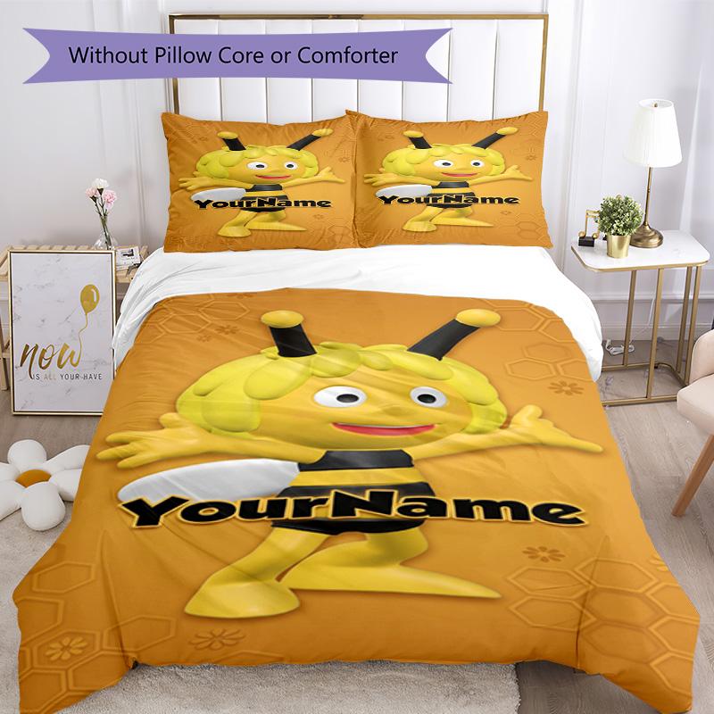 Biene Maja Customize Your Name Bedding Set Breathable Duvet Cover with Pillowcases Home Decoration Birthday Gift