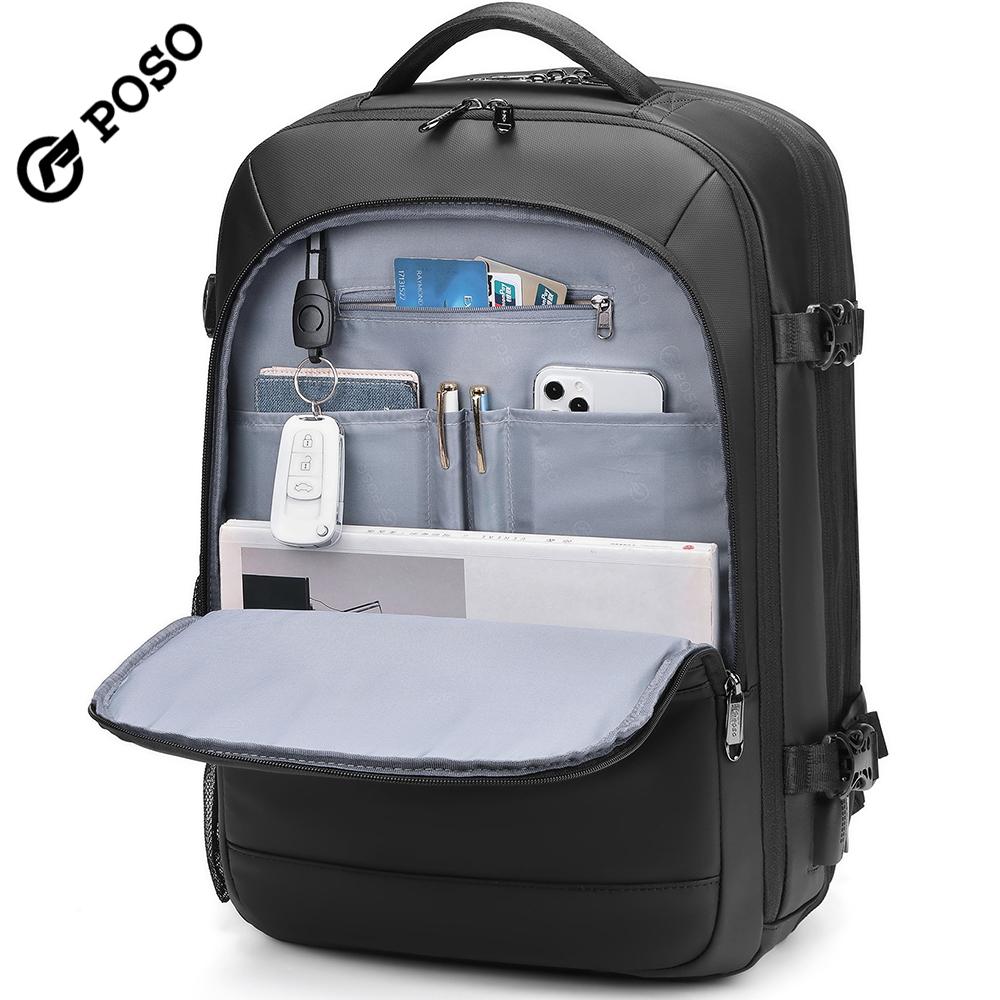 Pánský batoh pro 17/17,3palcový notebook Velkokapacitní 45 l Rozšiřitelný, S nabíjecím portem USB, otevírání o 180°, Kufr o velikosti 22 palců