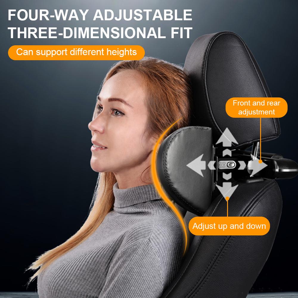 Multifunctional Car Neck Headrest Pillow Cushion Auto Seat Memory Foam with Adjustable Phone Holder and Storage Hook for