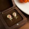 Elegant Pink Rose Studs Earrings 925 Sterling Silver Needle Zircon Small Earrings  Girls