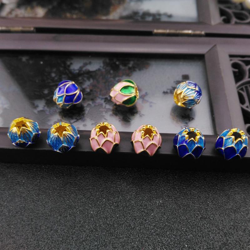 Cloisonné Lotusové Distanční Korálky - Čistá Měď Smalt DIY Šperkařské Materiály