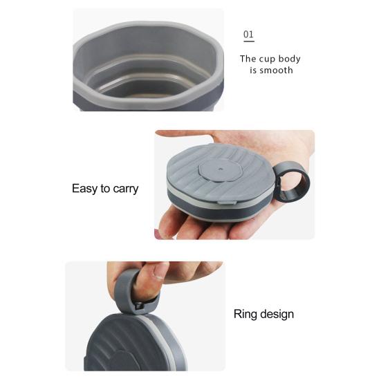 Pahar de călătorie pliabil din silicon cu capac 220ml Pahar pentru apă de gură Lavabil în mașina de spălat Vase Etanș Portabil Cană pentru cafea ceai pentru Camping Drumeții Birou