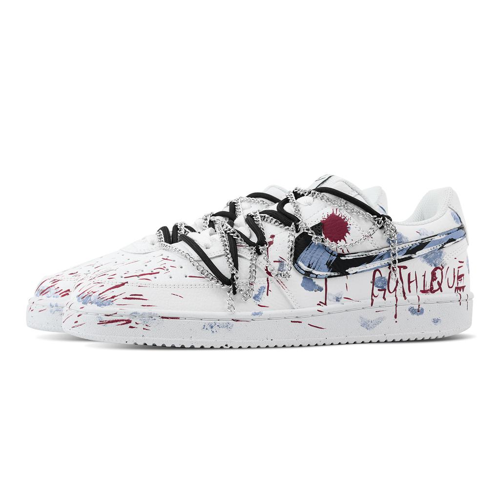 Nike Court Vision 1 Timeless Night Abrasion Resistant Low Top Skateboard Shoes Men's White Red Blue DH2987-101(Team529-)