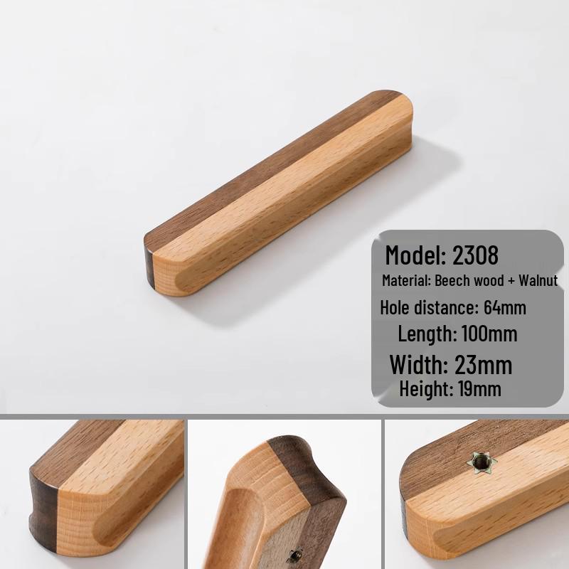 I-Shaped Solid Wood Cabinet Handle - Minimalist Japanese Design for Drawers and Wardrobes
