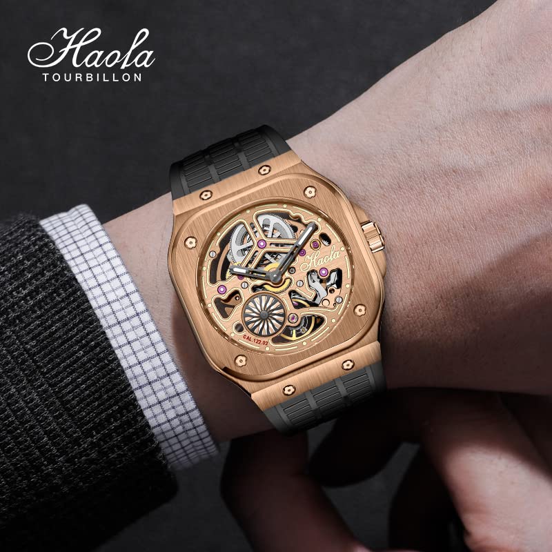 HAOFA Skeleton Mechanical Automatic Hollow Dial Sapphire Glass Stylish Waterproof High Quality Watch Popular Gift Men's Men's Men's