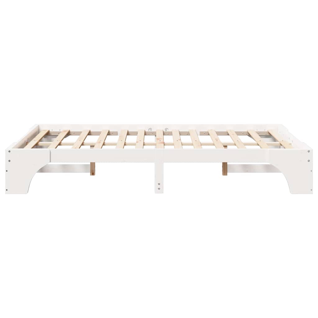 Bed Frame White 120 x 190 cm Solid Pine Wood