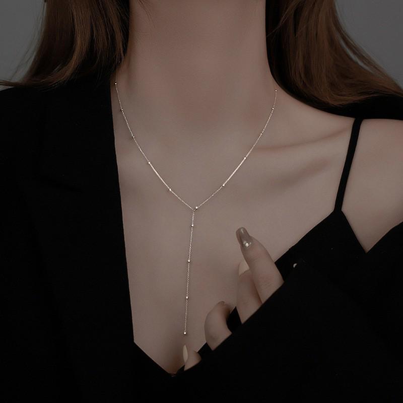 Elegant S925 Sterling Silver Water Drop Necklace - Women's Luxury Niche Design Choker with a Simple, Trendy Style.