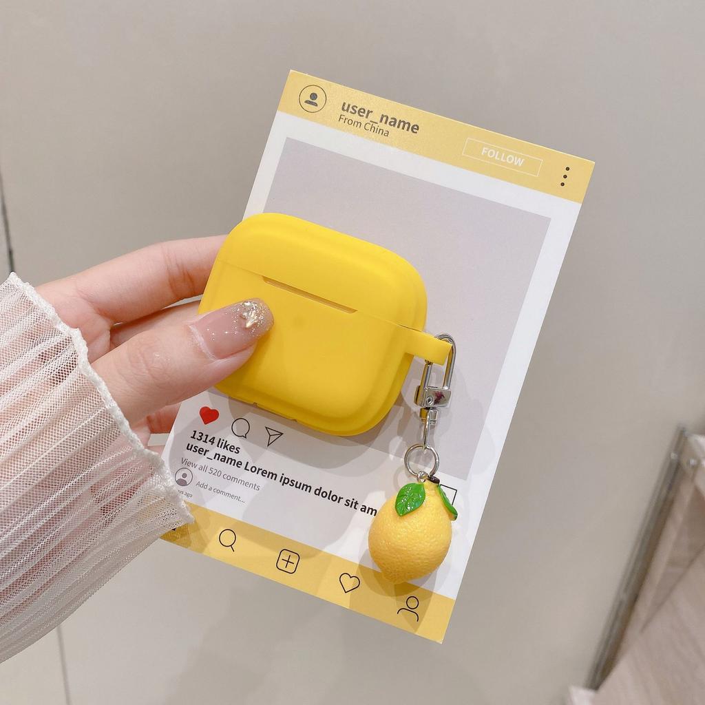 Yellow Square Case, Suitable for 1/1 Generation Apple Bluetooth Headset Cover Pro/Pro1 Generation Lemon Yellow Liquid Soft Case