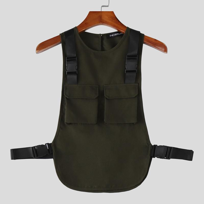 INCERUN Men Summer Sleeveless Big Cutout Casual Loose Tank Tops Outdoor Waistcoats