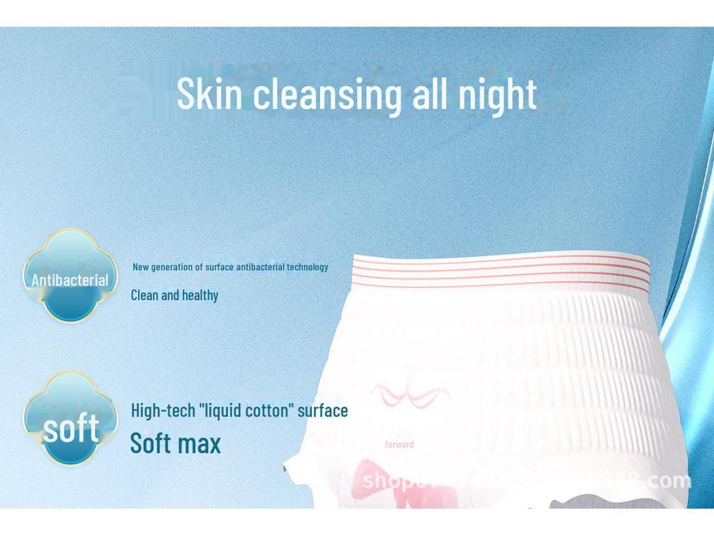 Encore Antibacterial Large Sanitary Napkins: Breathable, Leak-Proof Cotton Sleeping Pants for Menstrual Periods.