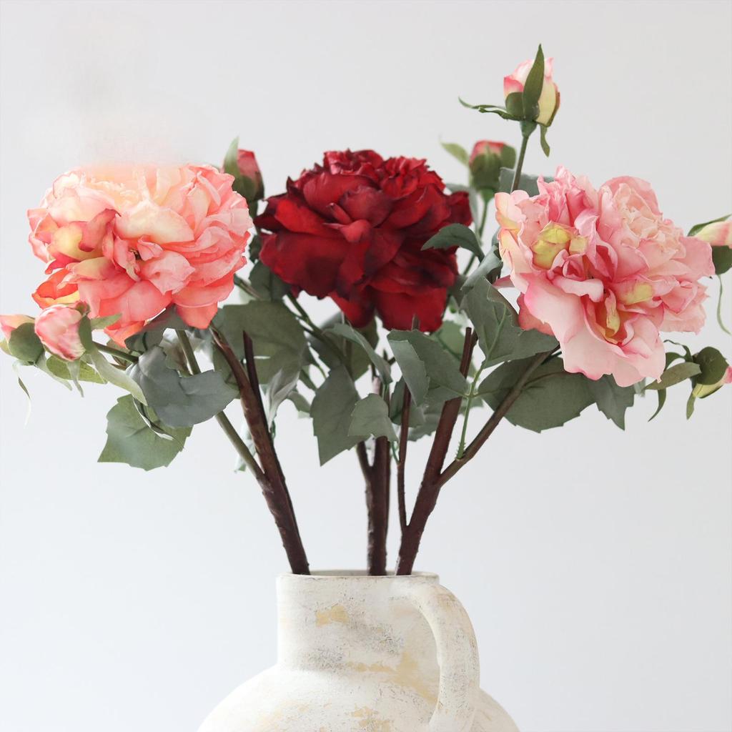 High-Quality Burnt Edge Silk Peony - Artificial Flower for Home Decor & Photography