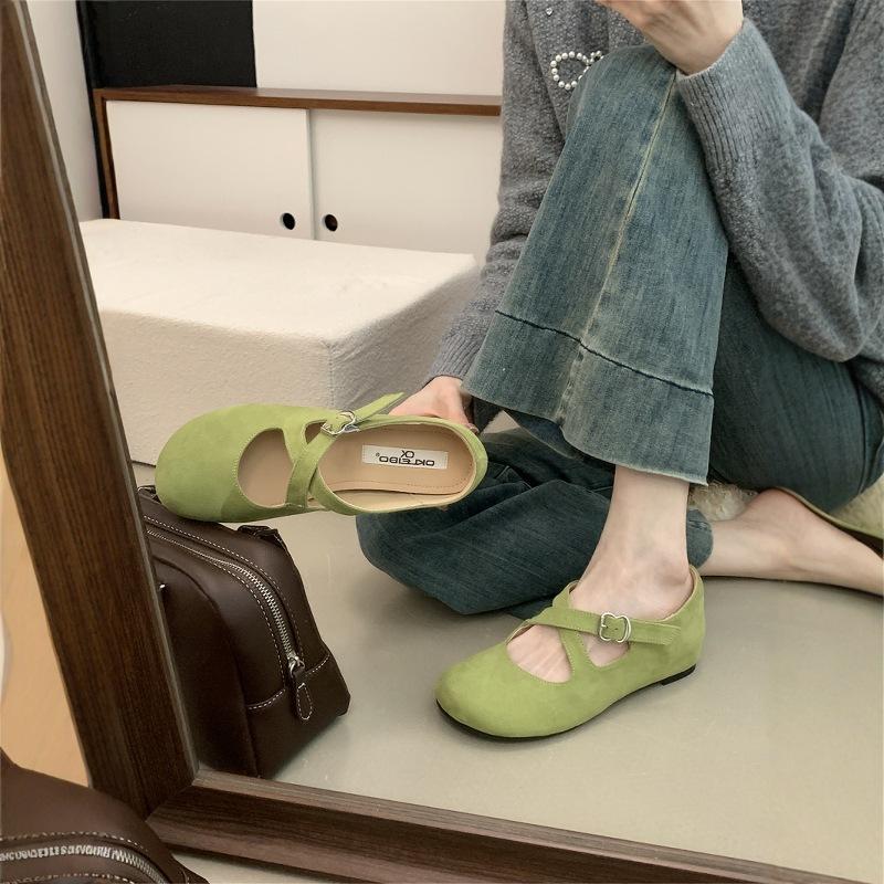 Inner Height Increase Retro Ballet Shoes Children 2025 New Cross Strap Fashion Round Head Mary Jane Single Shoes