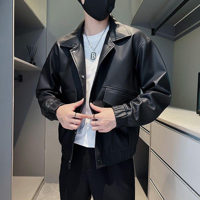 Tooling Lederjacke Herren High-End-Feeling in Flut Frühling und Herbst Retro-Motorrad-Stehkragen-Lederjacke