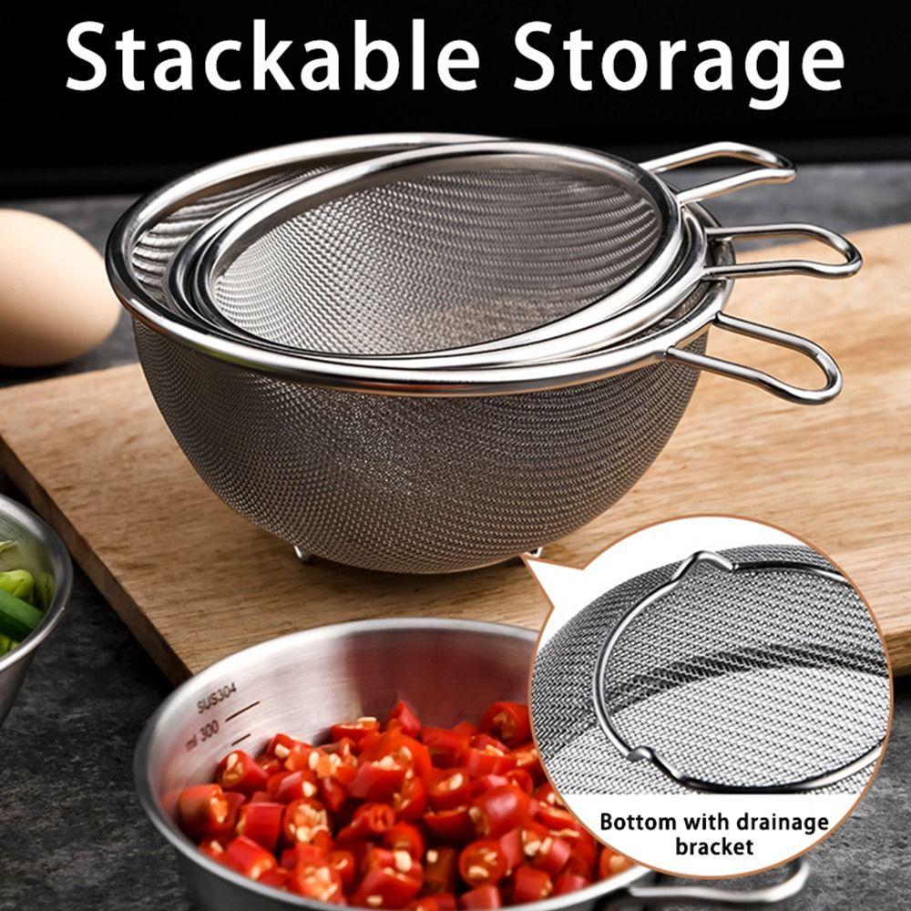 with Handle Bowl 304 Stainless Steel Fine Mesh Strainer Colander Basket  Kitchen Tool
