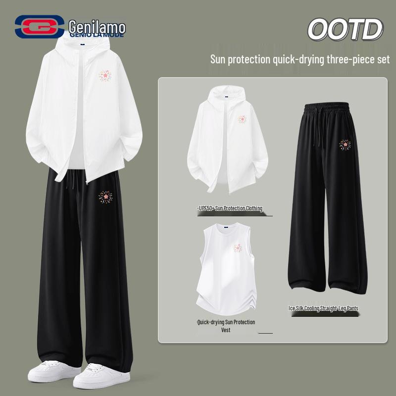 Men s 3-Piece Summer Casual Sportswear Set L