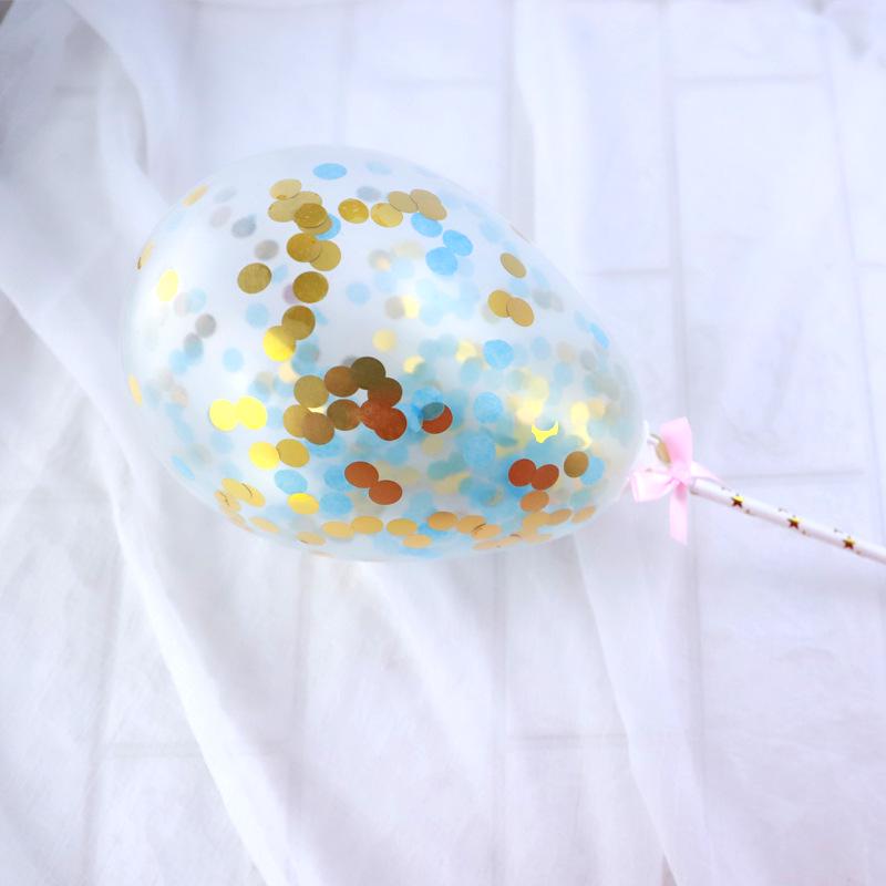 5-Inch Sequin Balloon Cake Decoration - Transparent Round Ins Style Party Decor.