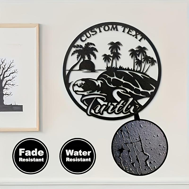 1 PC Custom Sea Turtle Metal Wall Art with Palm Tree, No Power, Reusable Coastal Home & Garden Decor, Custom Sign, Festival Statue
