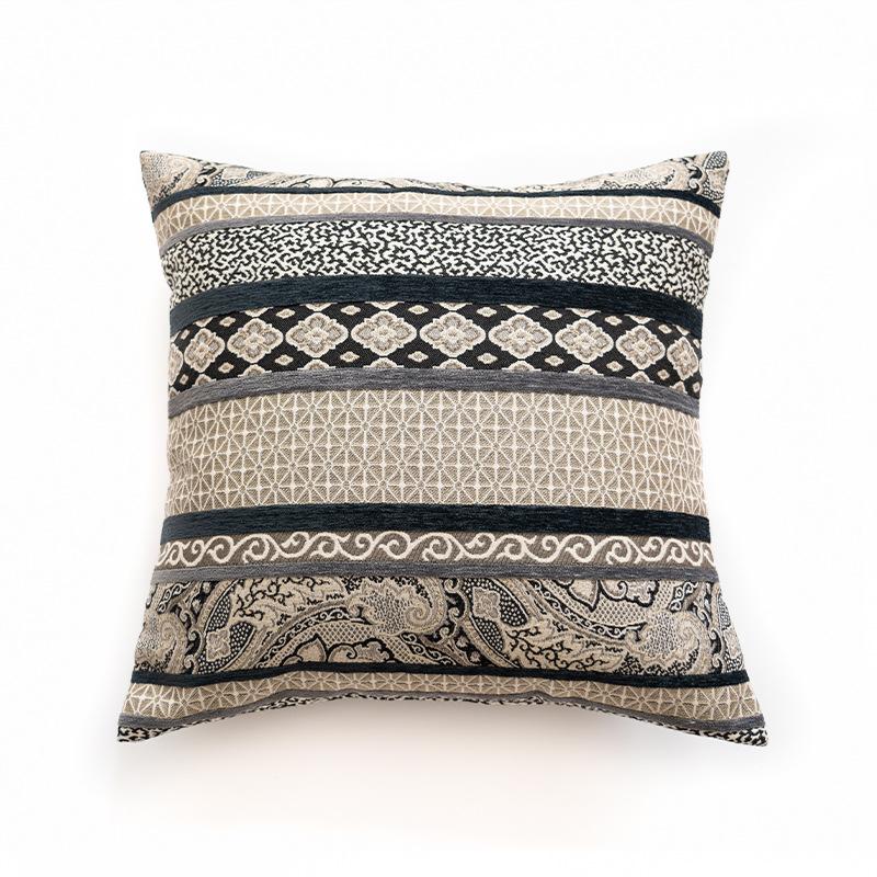 45x45cm Boho Black Striped Jacquard Pillow Cover Indian Ethnic Cushion Cover Sofa Bed Hotel Home Decor Throw Pillowcase