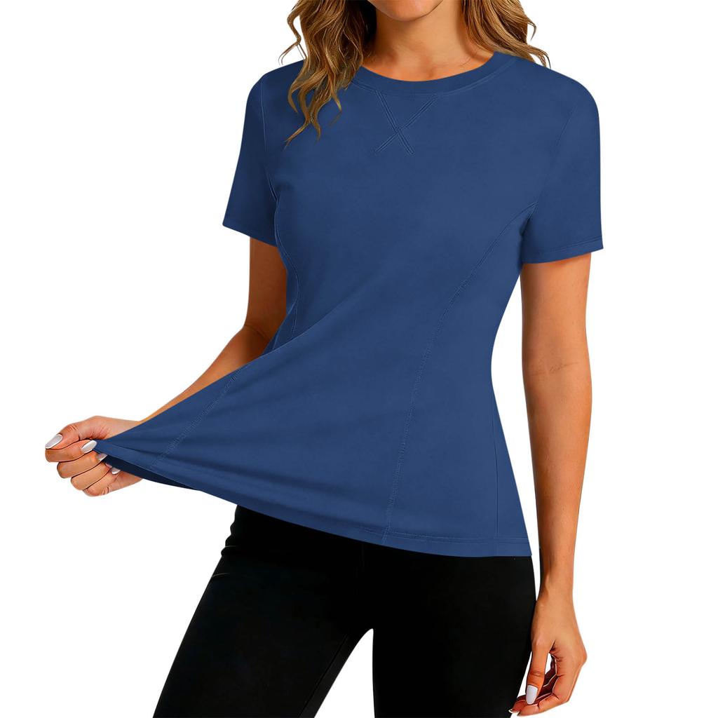 Womens Short Sleeve Athletic Top Moisture Wicking Quick Dry Performance T Shirt Lightweight Stretchy Gym Tee Workout Shirt