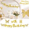 Gold Butterfly Birthday - Birthday Party Decoration Garland