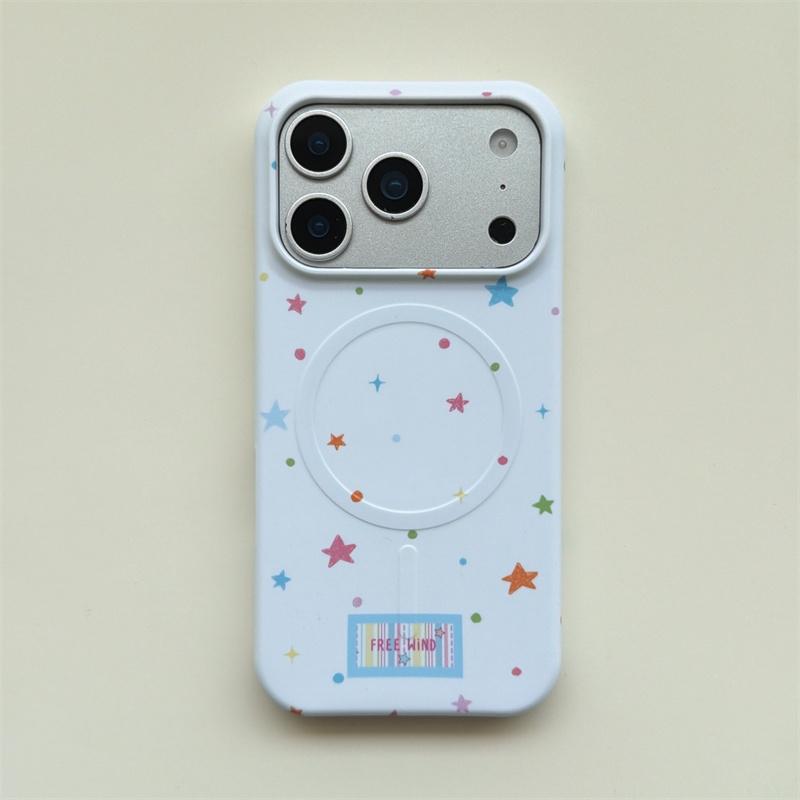 Süßes Mädchen mit großen Augen Sternenmuster Handyhülle mit Ständer für iPhone 15 16 17 Pro Max Kawaii Stoßfeste Schutzhülle
