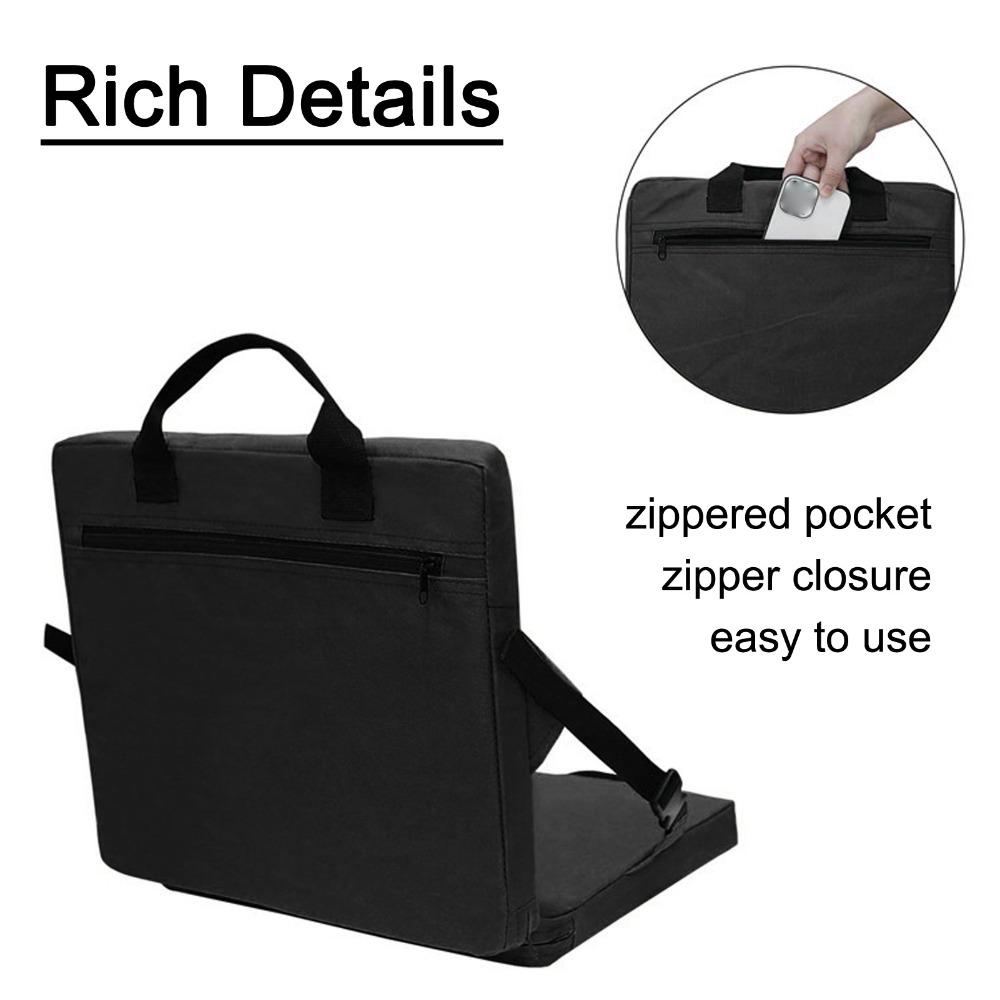 Durable With Zippered Pocket Folding Chair Cushion With Handle Black Adjustable Floor Chair Foldable Chair Cushion Camping Trips
