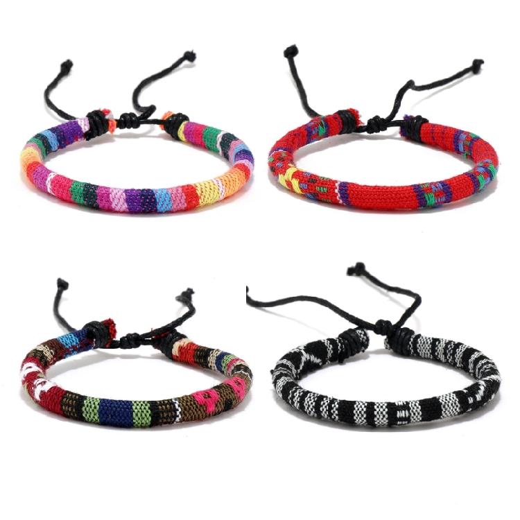 Unique Patterns Woven Wristband Trendy Multicolor Bracelet Colorful Handcrafted Jewelry for Music Festivals and Holidays