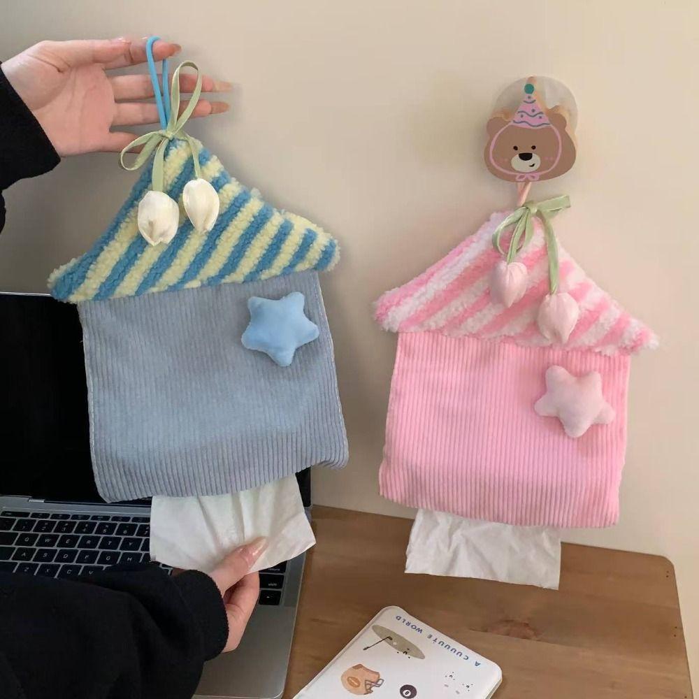 Space Saving Tissue Holder House Shape Tissue Box Cute Tissue Bag