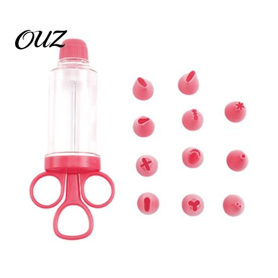 DIY Pastry Decoration Set Dessert Cake Icing Dispenser, 8/11 Interchangeable Nozzles Piping Tips, Easy Control Decorator Ergonomic Transparent Barrel